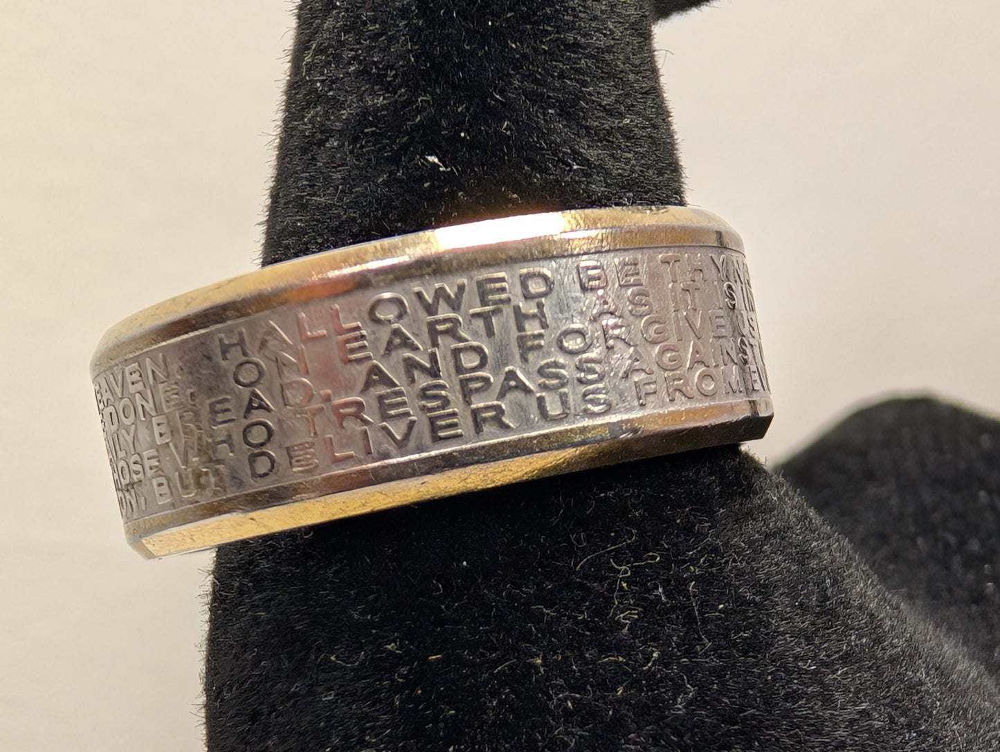 Rare The Lord's Prayer Men's Faith Ring - Size 9.5 - Cross Faith Ring - Our Father Prayer Ring