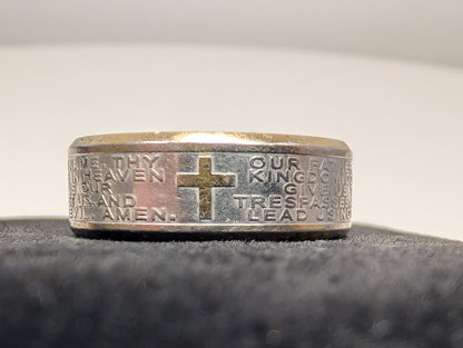 Rare The Lord's Prayer Men's Faith Ring - Size 9.5 - Cross Faith Ring - Our Father Prayer Ring