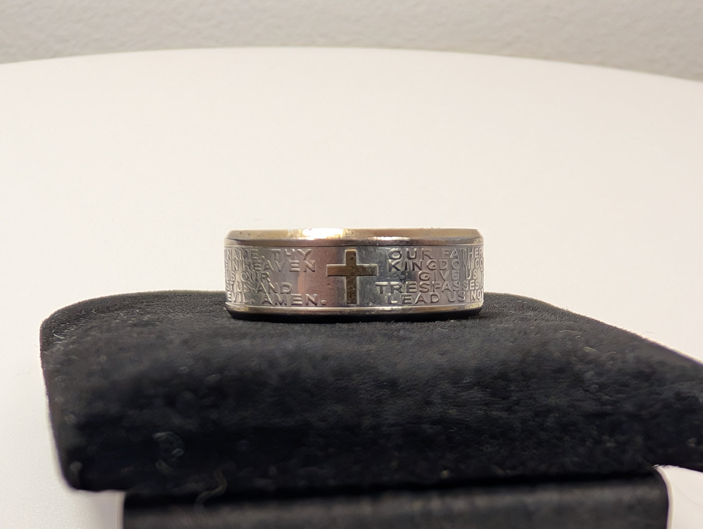 Rare The Lord's Prayer Men's Faith Ring - Size 9.5 - Cross Faith Ring - Our Father Prayer Ring
