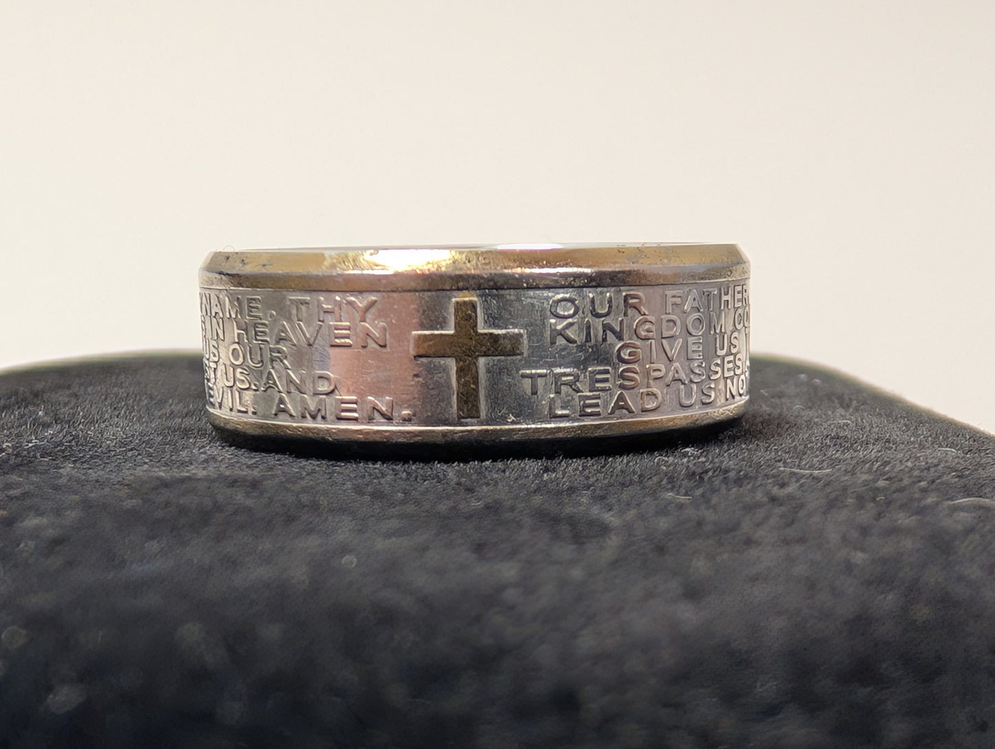 Rare The Lord's Prayer Men's Faith Ring - Size 9.5 - Cross Faith Ring - Our Father Prayer Ring