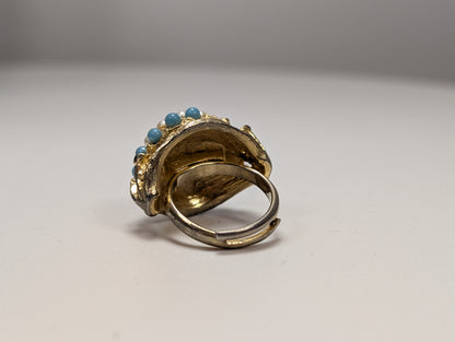 Vintage 1968 Sarah Coventry Ocean Star Ring - Size 4 - Turquoise Faux Pearl Sarah Coventry Ring