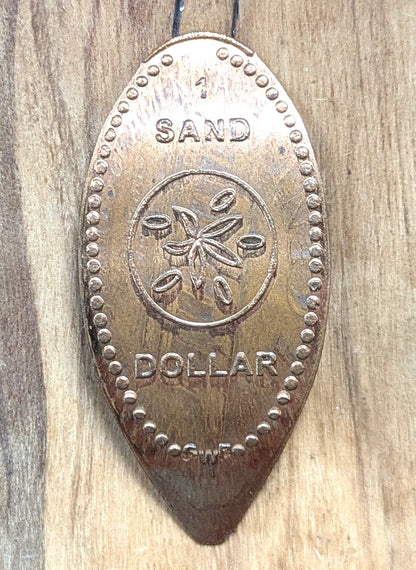 Elongated Penny 1 Sand Dollar Beach Souvenir - One Sand Dollar Penny Elongated - Flattened Penny Sand Dollar
