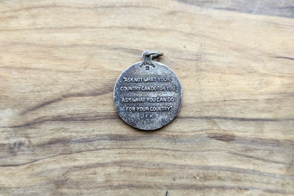 Sterling Silver JFK Inaugural Address Pendant - 1961 Inauguration Address - Stamped and Tested Sterling Silver