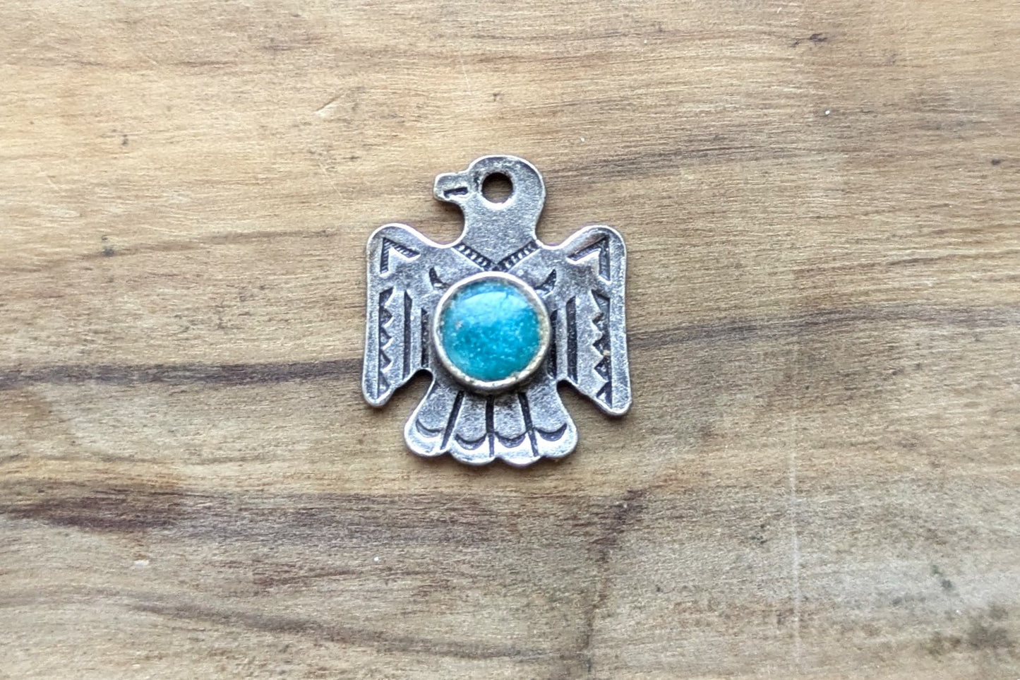 Sterling Silver Native American Turquoise Thunderbird Pendant - Stamped and Tested Sterling Silver - Rare Native American Jewelry