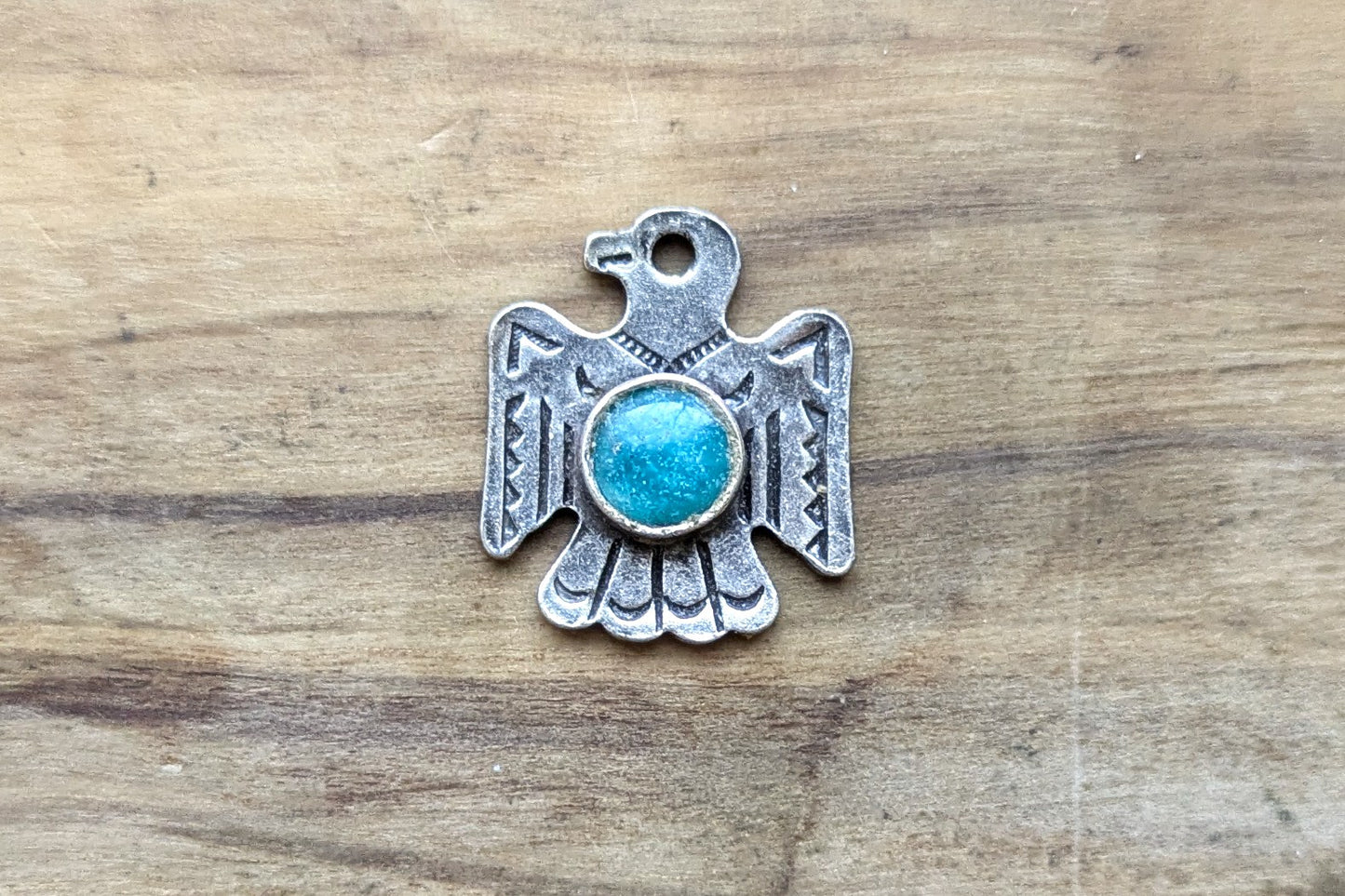 Sterling Silver Native American Turquoise Thunderbird Pendant - Stamped and Tested Sterling Silver - Rare Native American Jewelry
