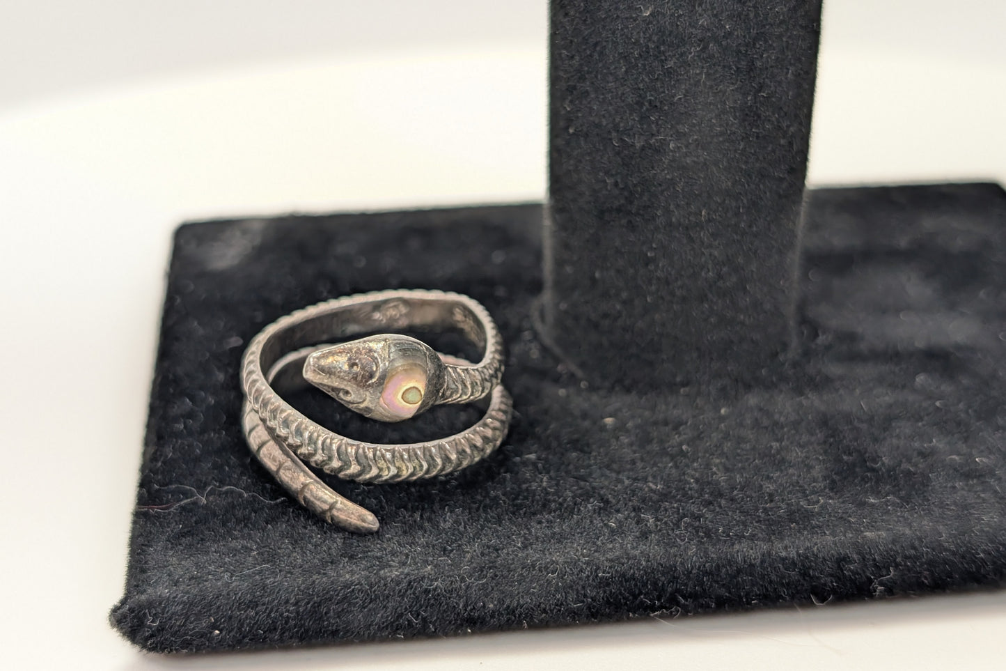 Sterling Silver Coiled Zircon Snake Ring - Size 9 - Stamped and Tested Sterling Silver - Coiled Zircon Serpent Ring