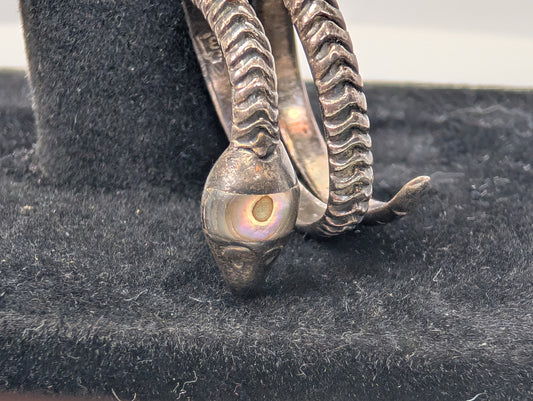 Sterling Silver Coiled Zircon Snake Ring - Size 9 - Stamped and Tested Sterling Silver - Coiled Zircon Serpent Ring