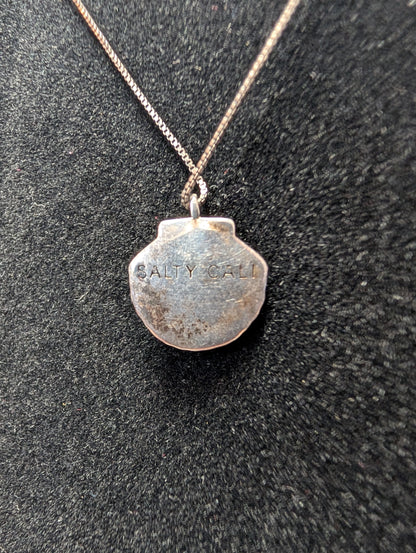 Sterling Silver Salty Cali Clamshell Necklace - 18 Inches - Stamped and Tested Sterling Silver - Seashell Jewelry