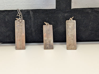 Sterling Silver Anthony Sebastian Clancy Ogham Pendants - Tested Sterling Silver - Early 2000s Dublin Designer Silver Ogham Ingots