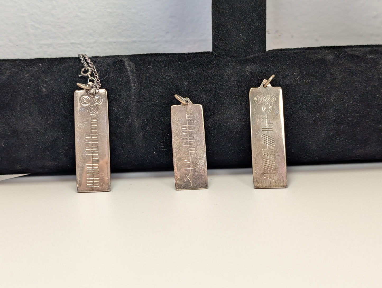 Sterling Silver Anthony Sebastian Clancy Ogham Pendants - Tested Sterling Silver - Early 2000s Dublin Designer Silver Ogham Ingots
