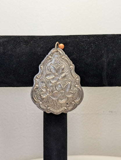 Sterling Silver 1983 Towle Christmas Floral Medallion - Stamped and Tested Sterling Silver - 1983 First Edition Floral Christmas Medallion