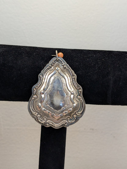 Sterling Silver 1983 Towle Christmas Floral Medallion - Stamped and Tested Sterling Silver - 1983 First Edition Floral Christmas Medallion