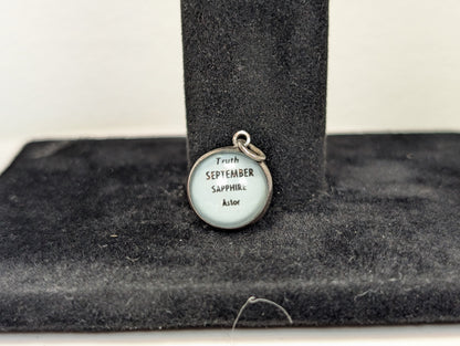 Sterling Silver September Sapphire Pendant - Tested Sterling Silver - Birthstone Pendant