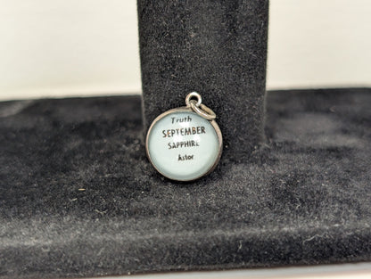 Sterling Silver September Sapphire Pendant - Tested Sterling Silver - Birthstone Pendant