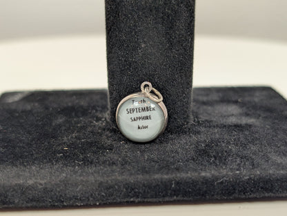 Sterling Silver September Sapphire Pendant - Tested Sterling Silver - Birthstone Pendant