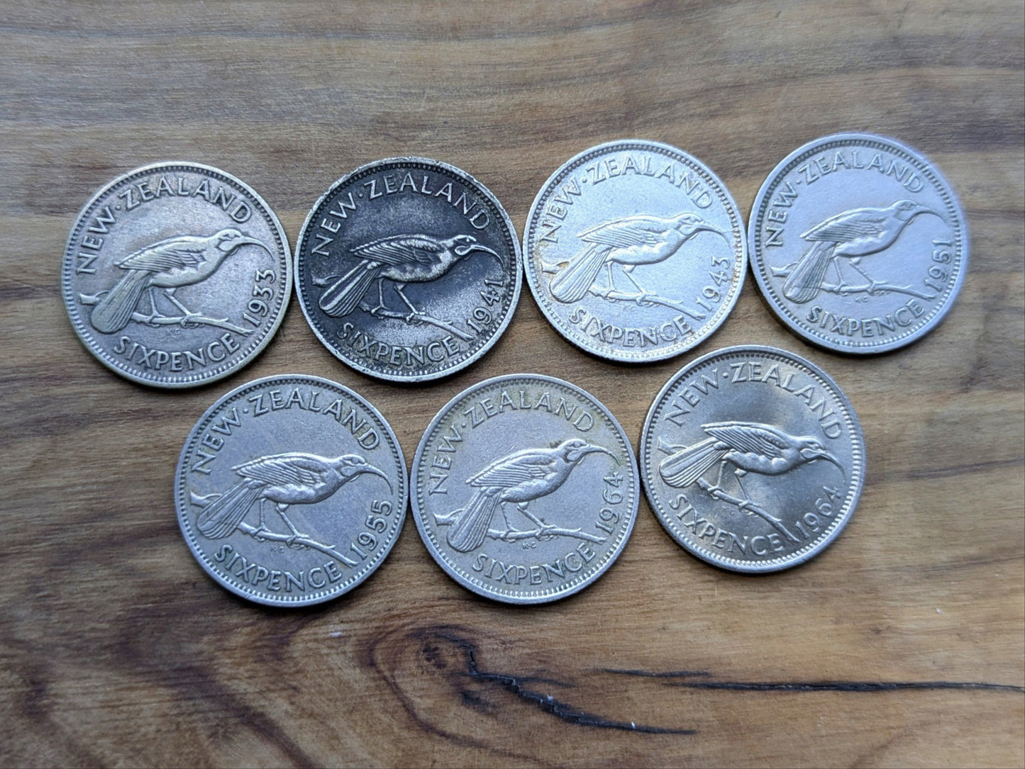 New Zealand Sixpence, Choose by Date - 30s, 40s, 50s, 60s - Great Condition - New Zealand Six pence 6 Pence