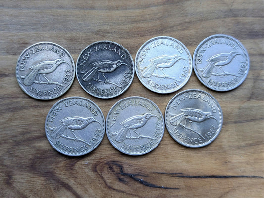 New Zealand Sixpence, Choose by Date - 30s, 40s, 50s, 60s - Great Condition - New Zealand Six pence 6 Pence