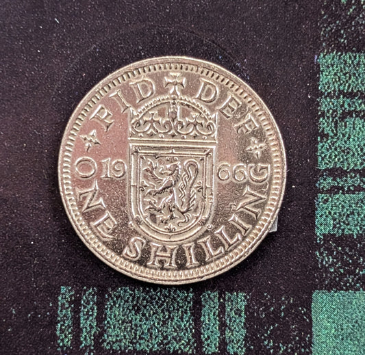 1966 Historic Scottish Shilling Commemorative Heritage Card Queen Elizabeth II