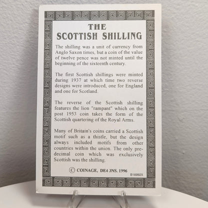 1966 Historic Scottish Shilling Commemorative Heritage Card Queen Elizabeth II