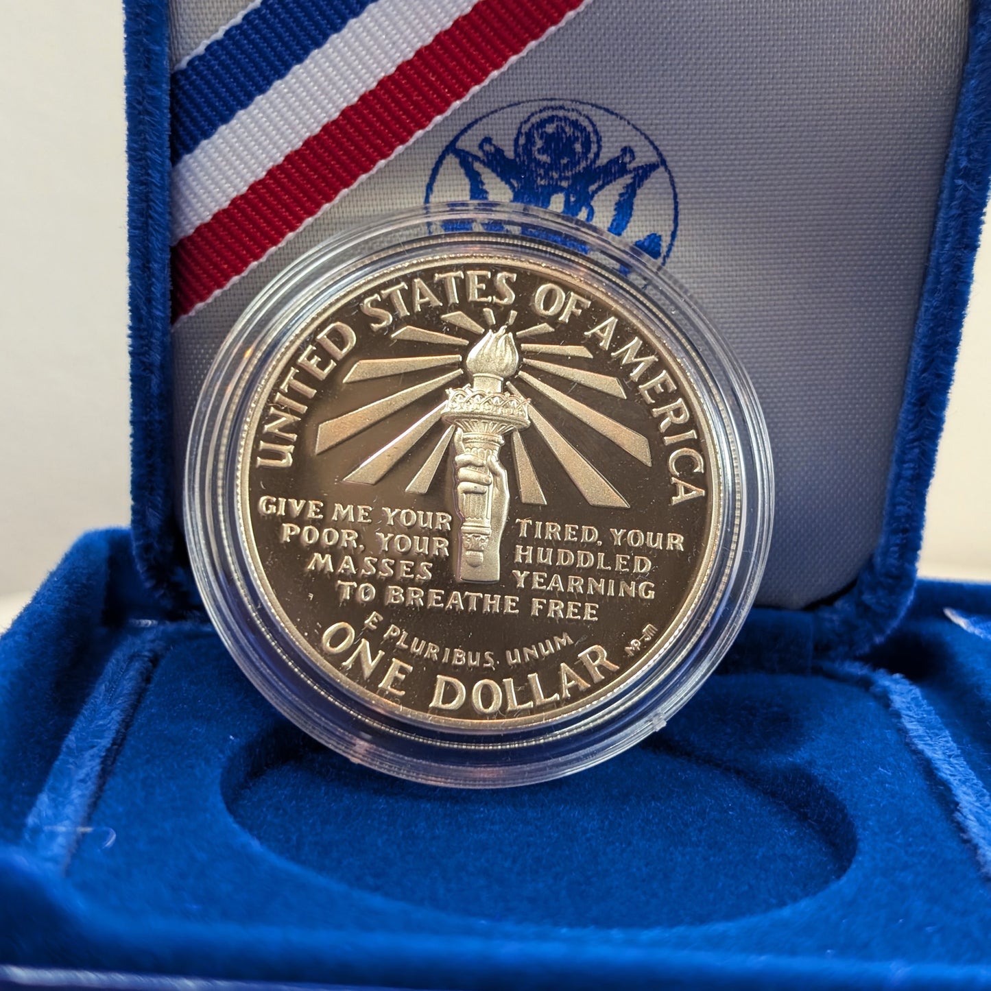 1986-S U.S. Commemorative Silver Proof Ellis Island Liberty Dollar San Francisco