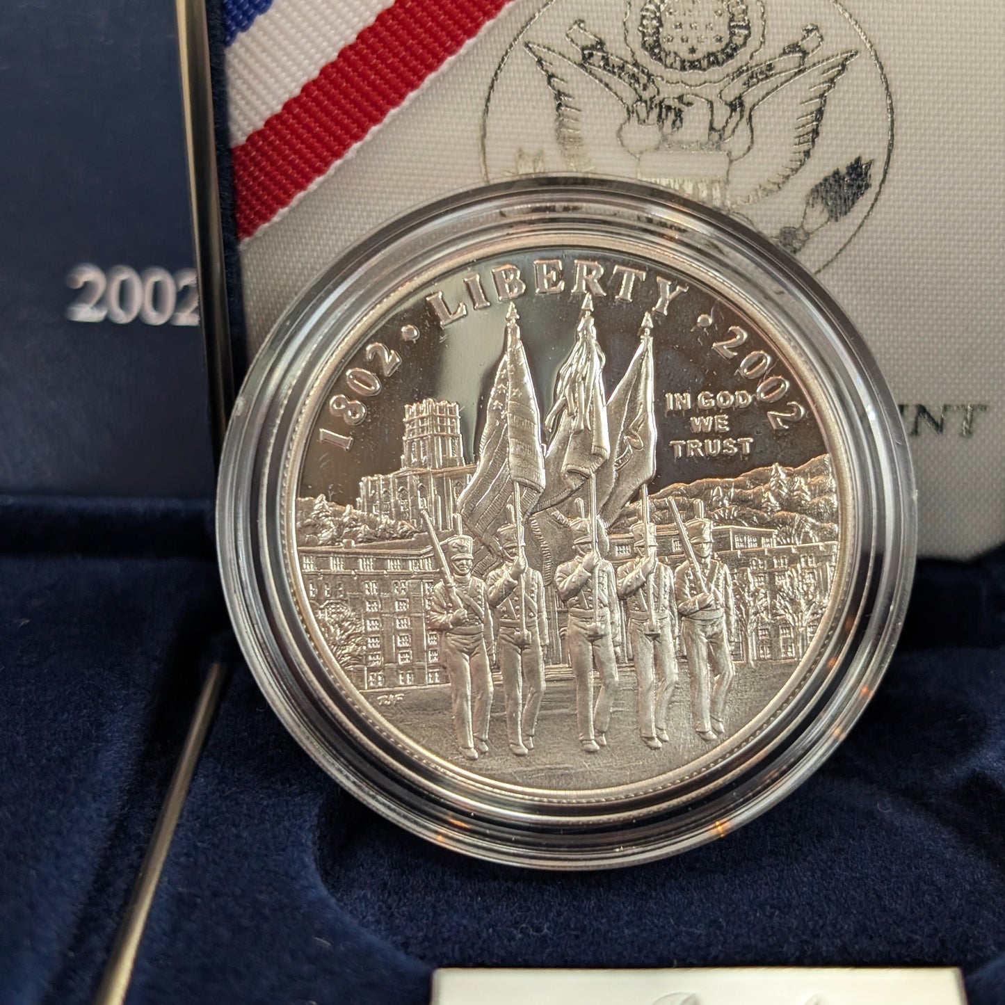 2002-W U.S. Proof Commemorative Silver Dollar West Point Military Academy Bicentennial W/ Box and COA