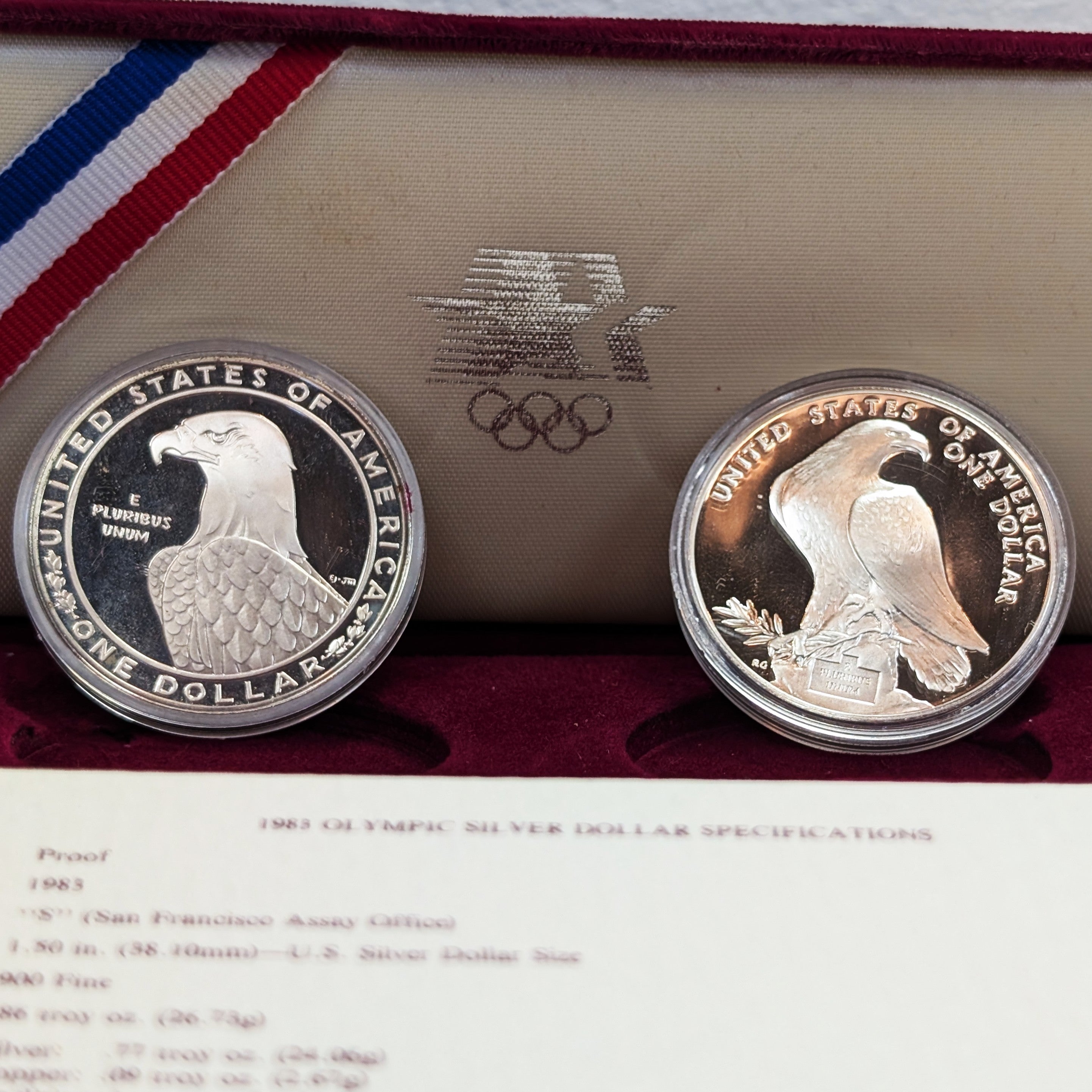 1983 OLYMPIC DOLLAR .900 FINE SILVER 1983-S & 1984-S $1