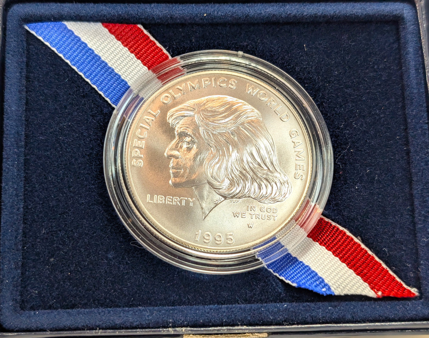 1995-W UNC Commemorative SILVER Dollar Special Olympics West Point Mint With Box and COA