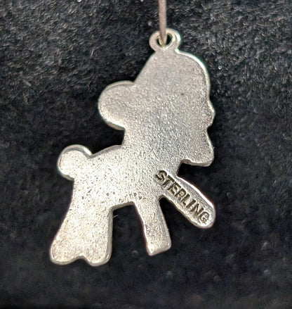 Vintage Sterling Blue Enamel Deer or Lamb with Golden Yellow Bow 925 Silver > Gram