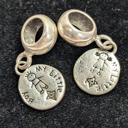 Sterling My Little Boy & Girl" Pandora & Thomas Sabo Style Charms for Parents Perfect Gift