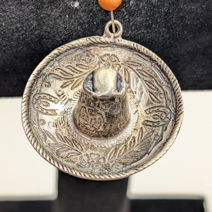 Intricate Vintage Hecho En Mexico Sterling Silver Hallmarked 925 FHC Sombrero Hat Pendant Charm About 5.3 Grams