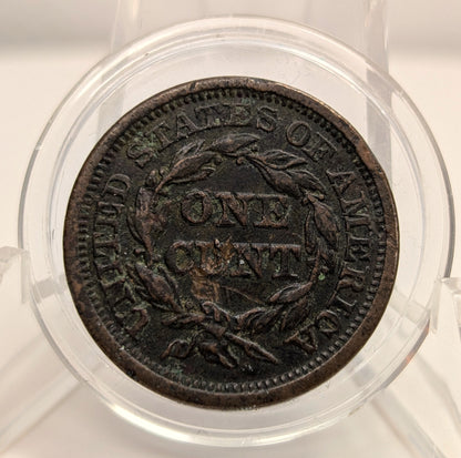 Rare  1846 Brothel Token Made From U.S. Braided Hair Large Cent "ONE C*NT" VF Detail Small Date