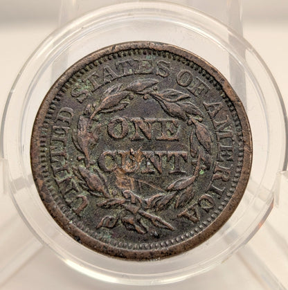 Rare  1846 Brothel Token Made From U.S. Braided Hair Large Cent "ONE C*NT" VF Detail Small Date