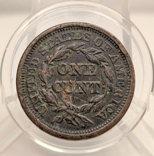 Rare  1846 Brothel Token Made From U.S. Braided Hair Large Cent "ONE C*NT" VF Detail Small Date