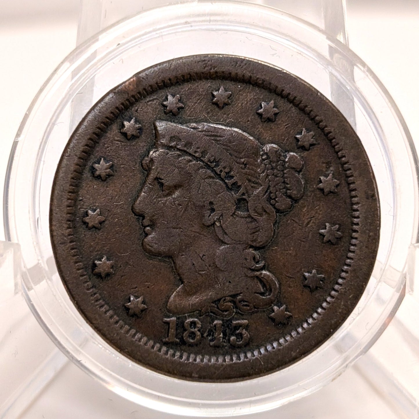 Scarce 1843 Braided Hair Large Cent Mature Head Large Letter Variety VG VG+ PCGS# 405845 OR 403943