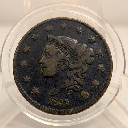 1835 U.S. Matron Head Large Cent "Head of 1836" Variety Fine Details Condition Corrosion