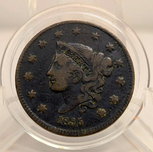 1835 U.S. Matron Head Large Cent "Head of 1836" Variety Fine Details Condition Corrosion