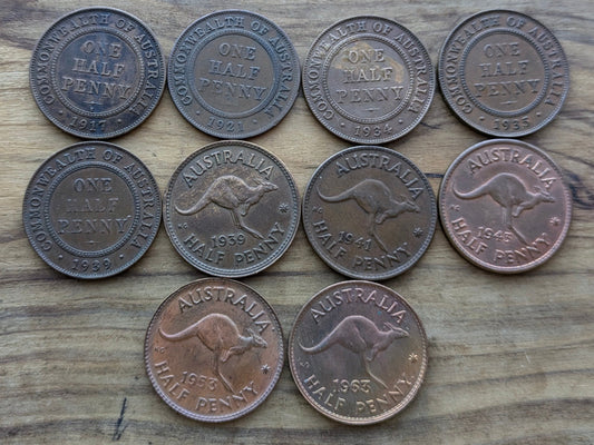 Australia One Half Pennies - Great Condition / Detail - Choose by Date! - 1910s, 20s, 30s, 40s, 50s, 60s - Collectible Australian Coin -