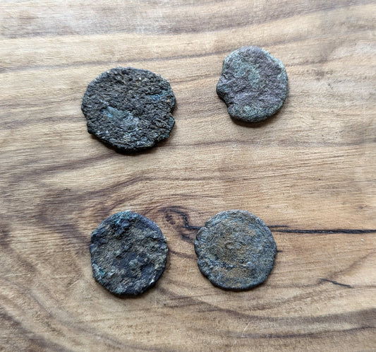 Lot of Four Unidentified Ancient Currencies - Lot of 4 Ancient Coins