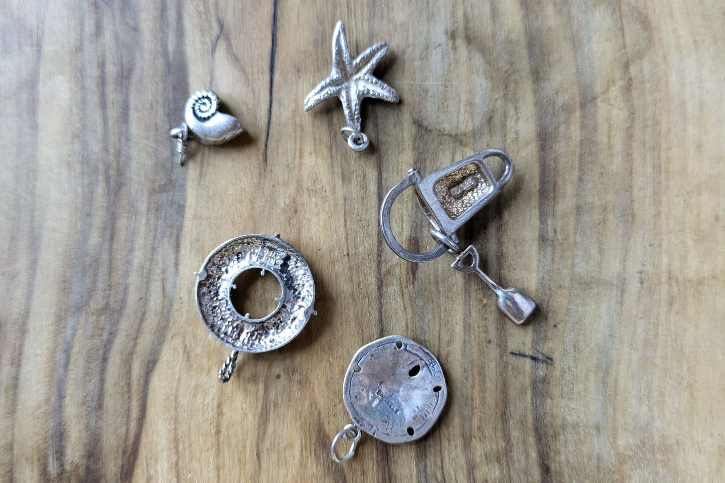 Sterling Silver Set of Beach/Ocean Charms - Stamped and Tested Sterling Silver - Shells, Starfish, Sand Pails, and More!