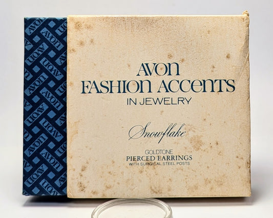 1977 Avon Goldtone Snowflakes Pierced Earrings in Box - New Old Stock (NOS) - Vintage Avon 70s Gold Snowflake Dangle Earrings