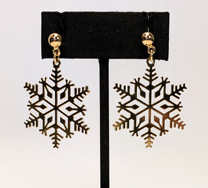 1977 Avon Goldtone Snowflakes Pierced Earrings in Box - New Old Stock (NOS) - Vintage Avon 70s Gold Snowflake Dangle Earrings