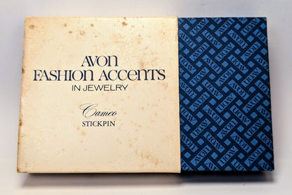 Elegant 1978 Avon Faux Cameo Stick Pin - Choice With or Without Original Box - Vintage 1970s Avon Goldtone Cameo Hat Stick Pin