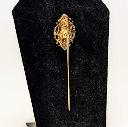 Elegant 1978 Avon Faux Cameo Stick Pin - Choice With or Without Original Box - Vintage 1970s Avon Goldtone Cameo Hat Stick Pin