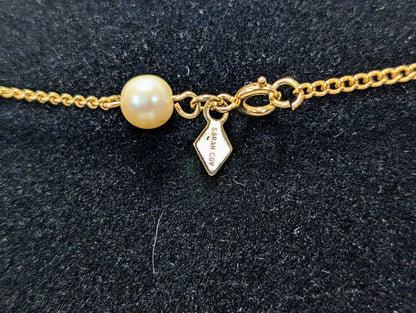 Stunning Sarah Coventry Goldtone Faux Pearl Long Link Necklace - 35" Length - Vintage Sarah Cov. Gold Ivory Bead Layering Necklace