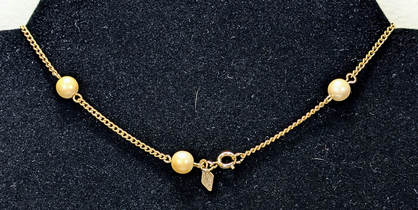 Stunning Sarah Coventry Goldtone Faux Pearl Long Link Necklace - 35" Length - Vintage Sarah Cov. Gold Ivory Bead Layering Necklace