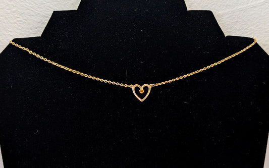 Cute Avon Gold Toned Tender Hearts Birthstone November Topaz Dainty Necklace - 15" Length - Vintage 1977 Avon Gold Nov. Birthstone Choker