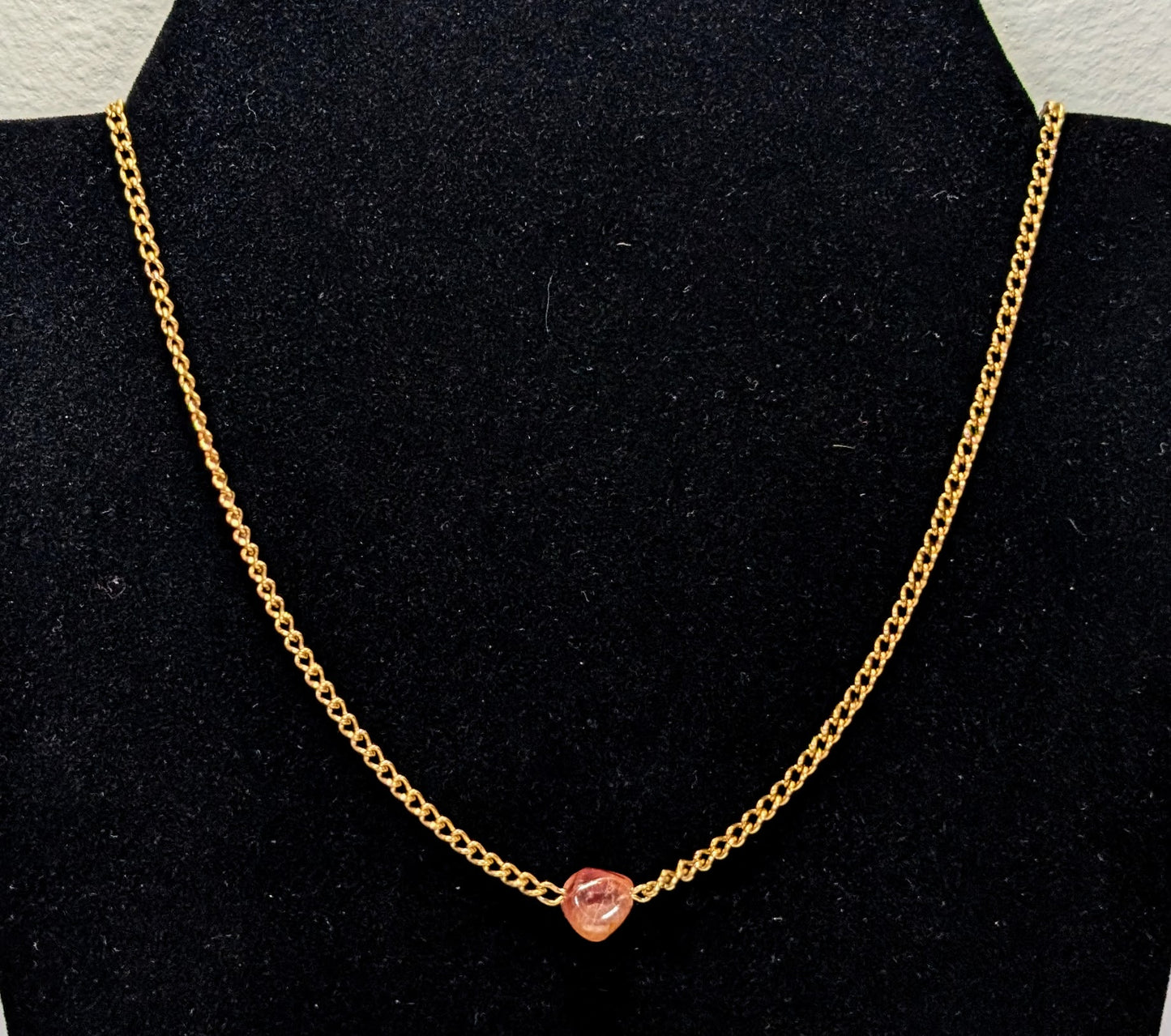 Unique Sarah Coventry Patent Pending Goldtone Red Stone Unique Clasp Chain Necklace - 32" Length - Vintage Sarah Cov. Pat. Pend. Necklace