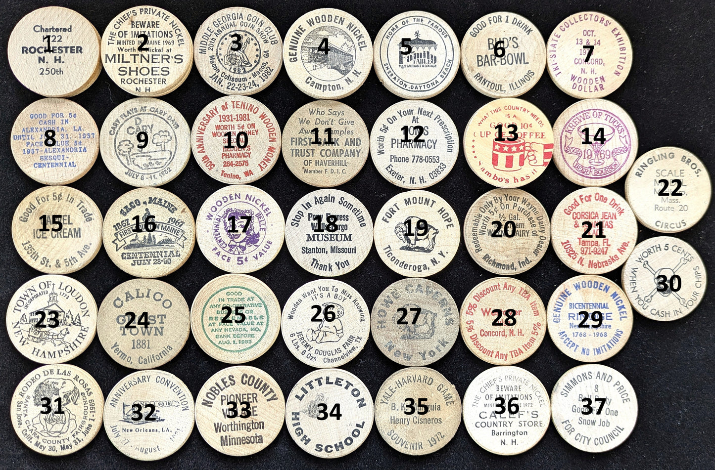 Wooden Nickel Choose From Over 30 Types!!! - Choose Your Variant Wooden Nickels