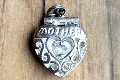 Sterling Silver Jezlaine Crystal Mother Open Filigree Heart Locket - Stamped and Tested Sterling Silver - Hearts and Love Charms - Familial Bonds