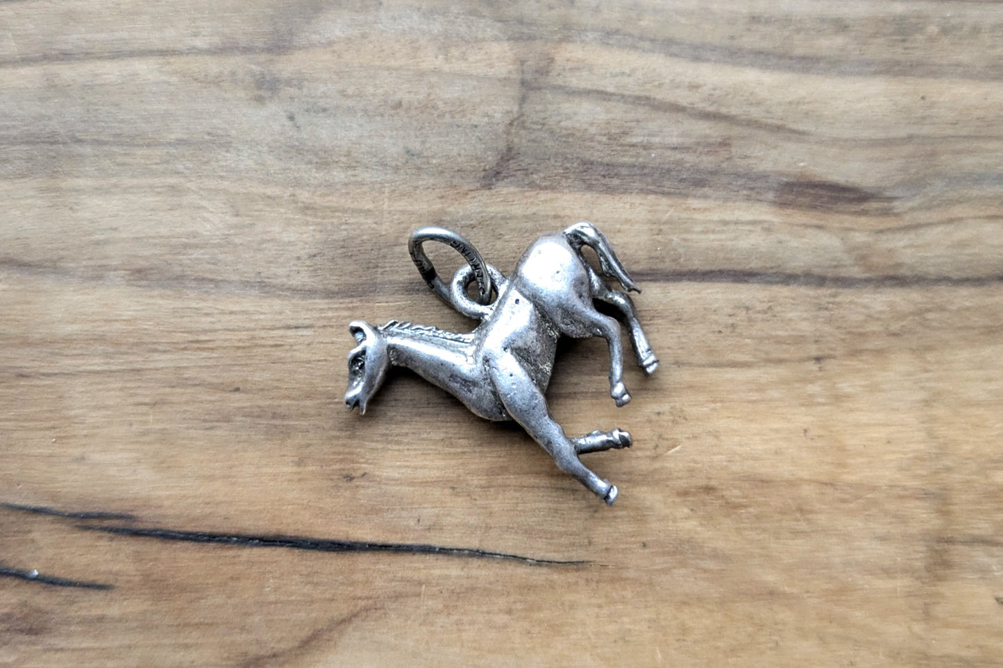 Sterling Silver Galloping Horse Charm - Stamped and Tested Sterling Silver - Bronco Charm - Beau Sterling